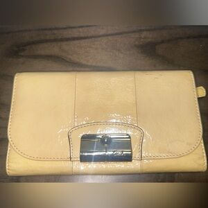 Coach Patent Leather Long Wallet Yellow Pink Interior Turnlock Y2K